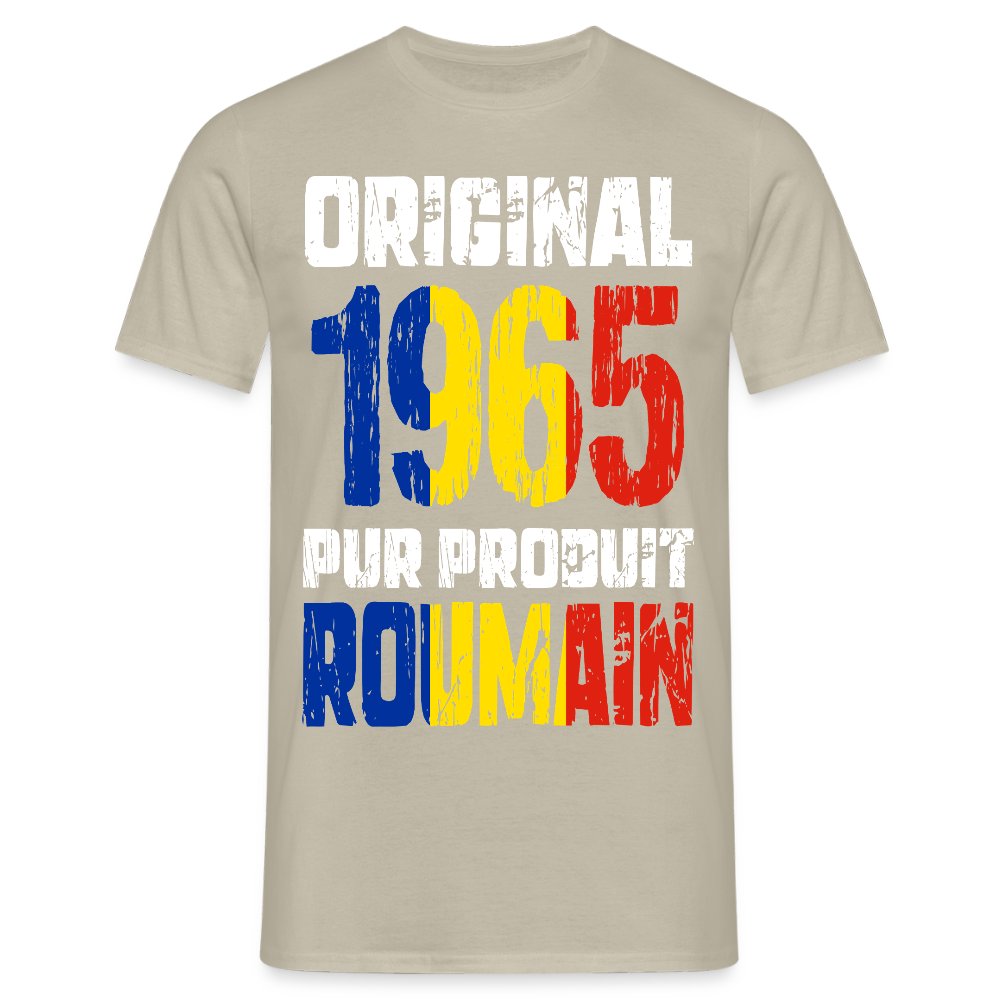 T-shirt Homme - Anniversaire 60 Ans - Original 1965 - Pur produit Roumain - beige sable