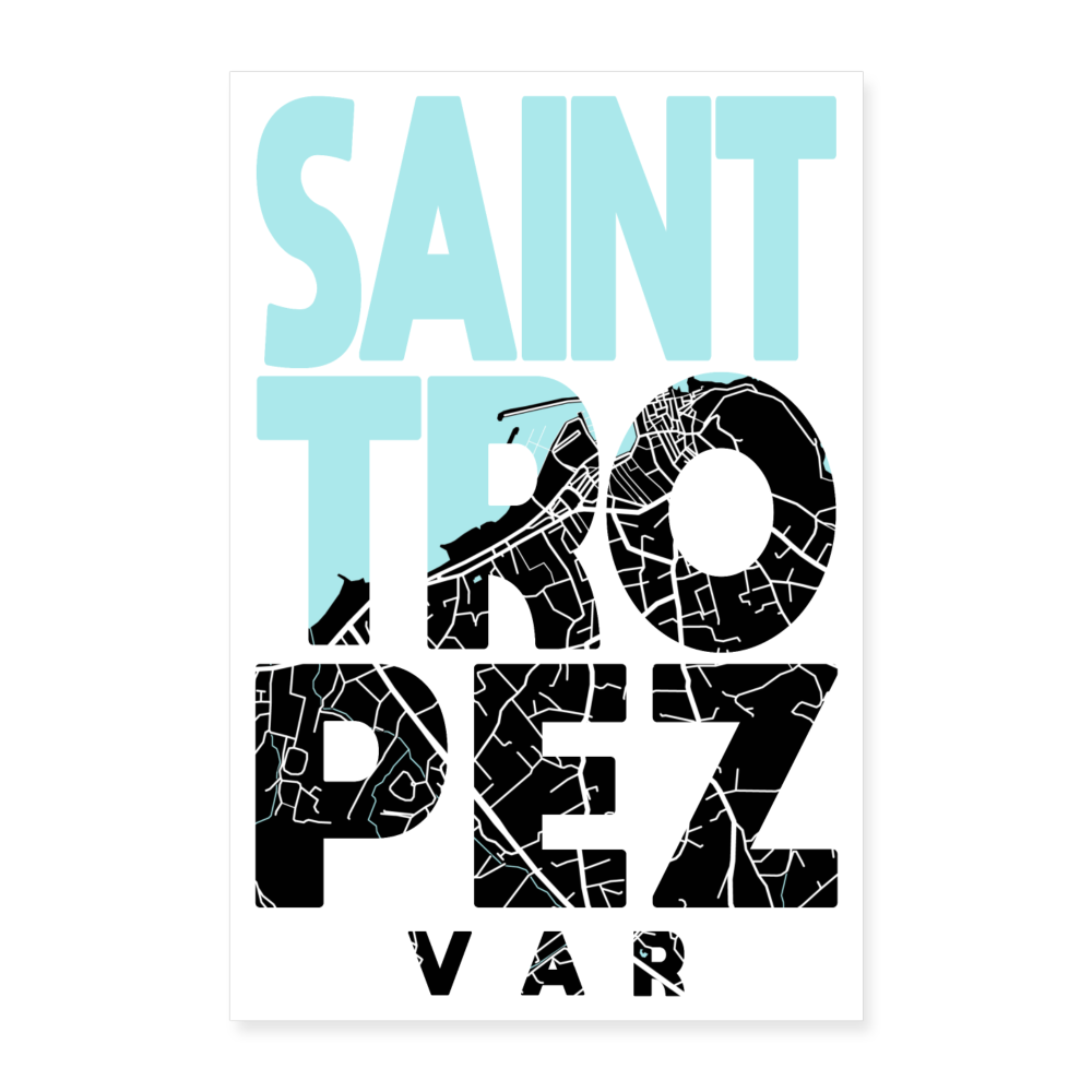 Poster Saint-Tropez - Plan Saint-Tropez - 60 x 90 cm - blanc