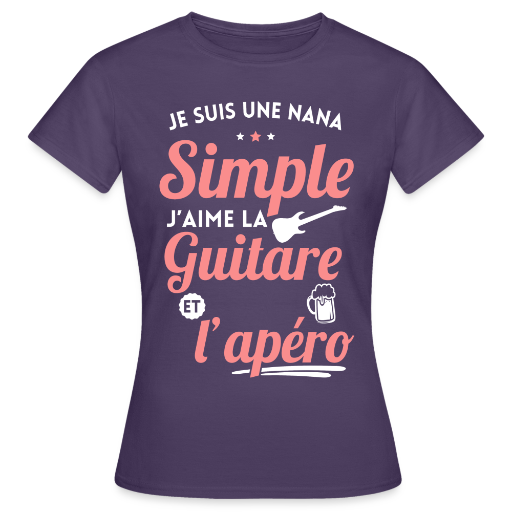 T-shirt Femme - J'aime la guitare et l'apéro - violet foncé