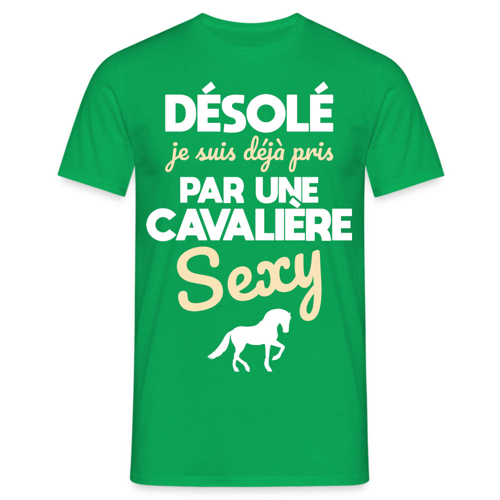 T-shirt Homme - Je suis déjà pris par une cavalière sexy - vert