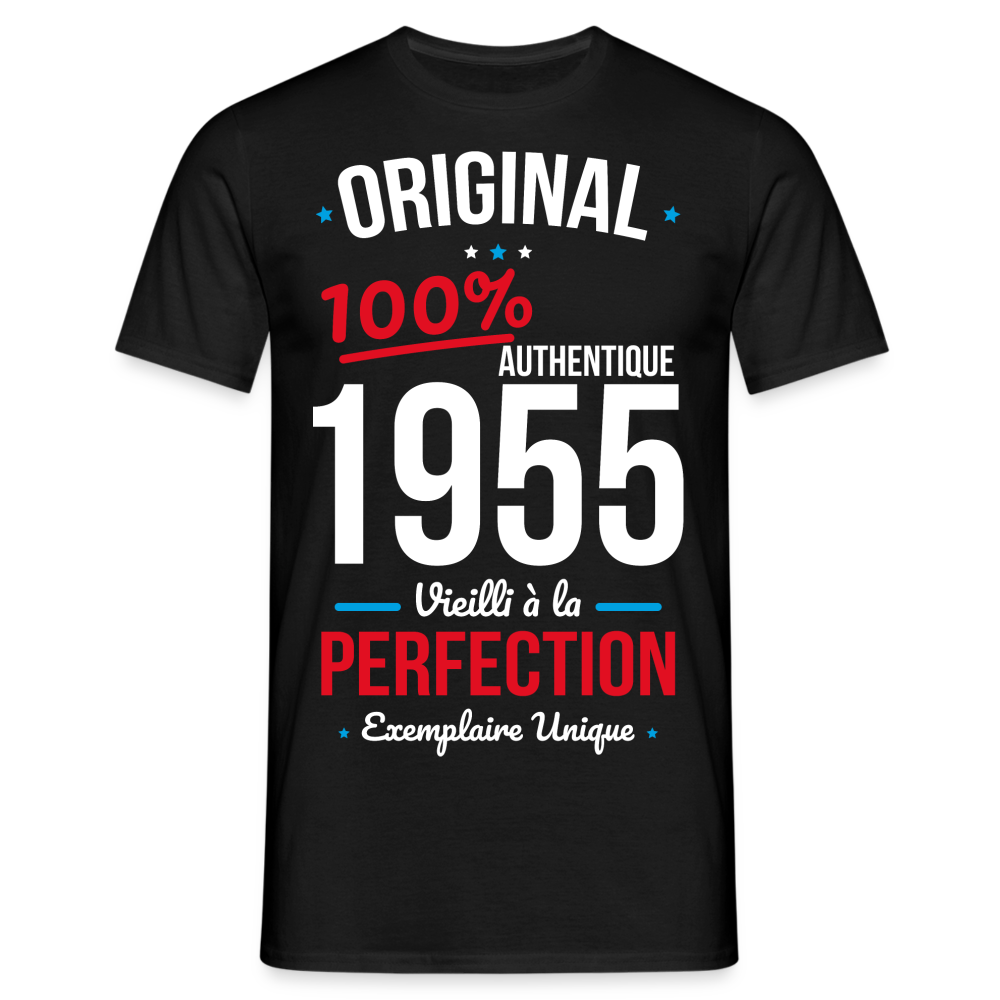 T-shirt Homme - Anniversaire 70 Ans - Original 1955 - noir