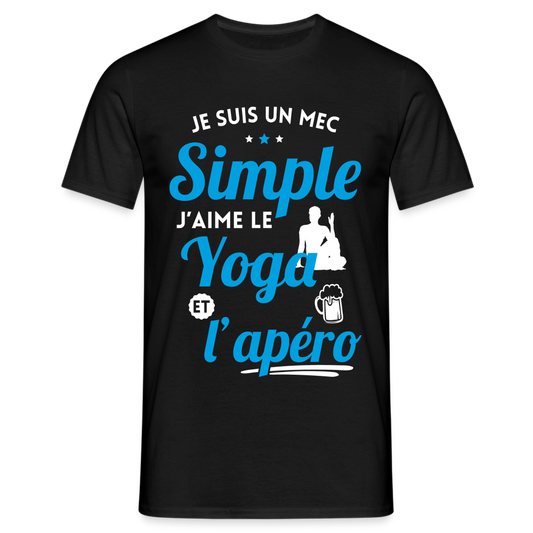 T-shirt Homme - J'aime le yoga et l'apéro - noir