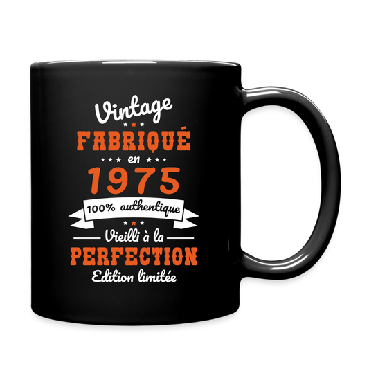 Mug uni - Anniversaire 50 Ans - Vintage fabriqué en 1975 - noir