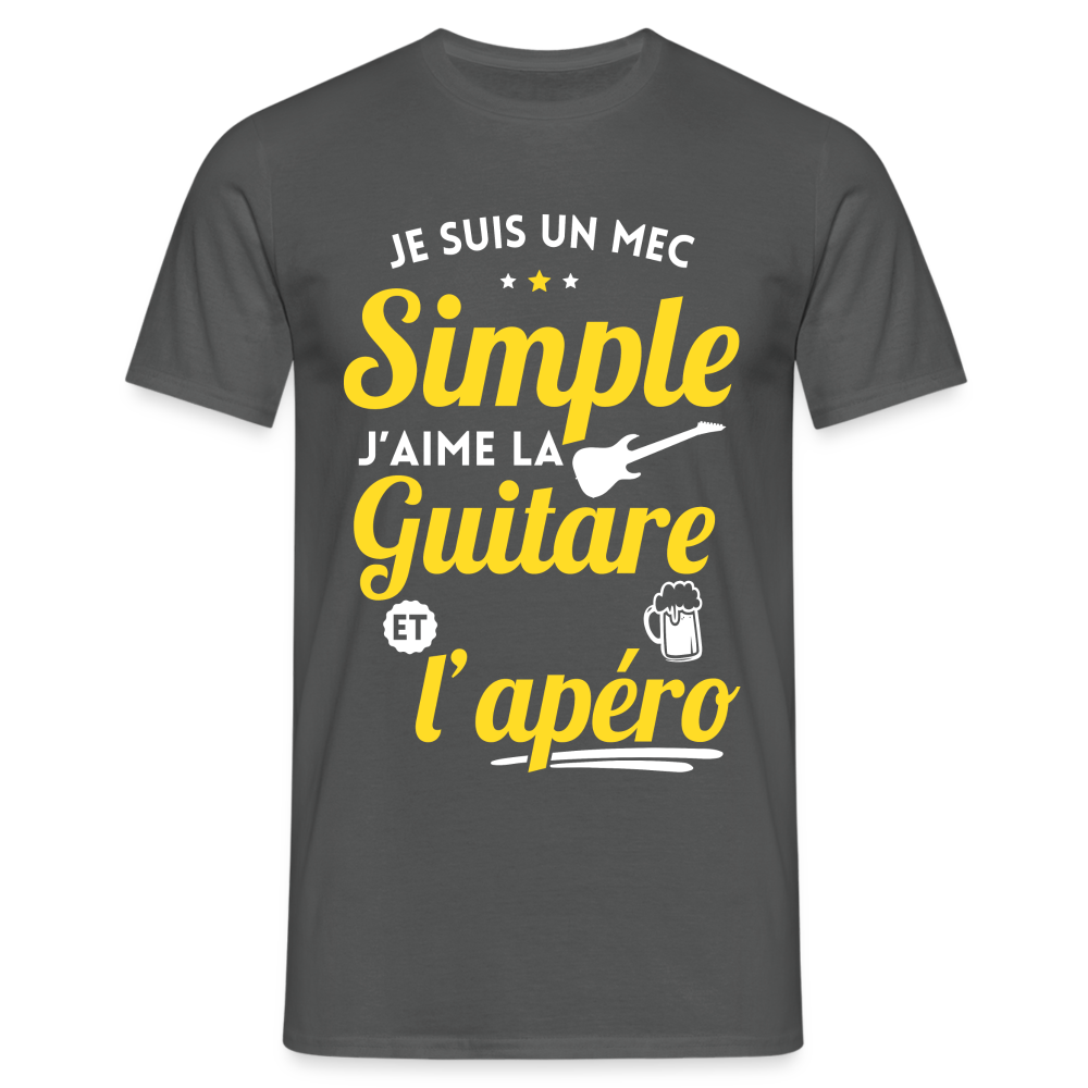 T-shirt Homme - J'aime la guitare et l'apéro - charbon