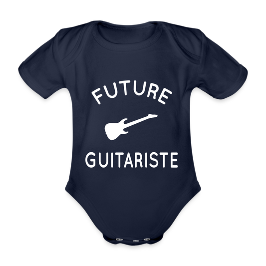 Body Bébé bio manches courtes - Future guitariste - marine foncé