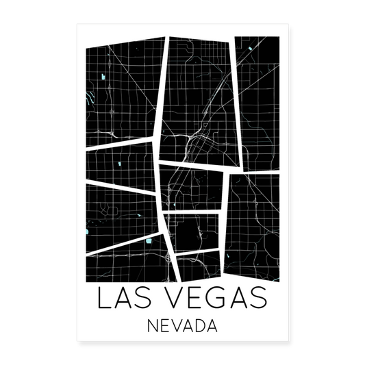 Poster Las Vegas - Plan Las Vegas - 40 x 60 cm - blanc