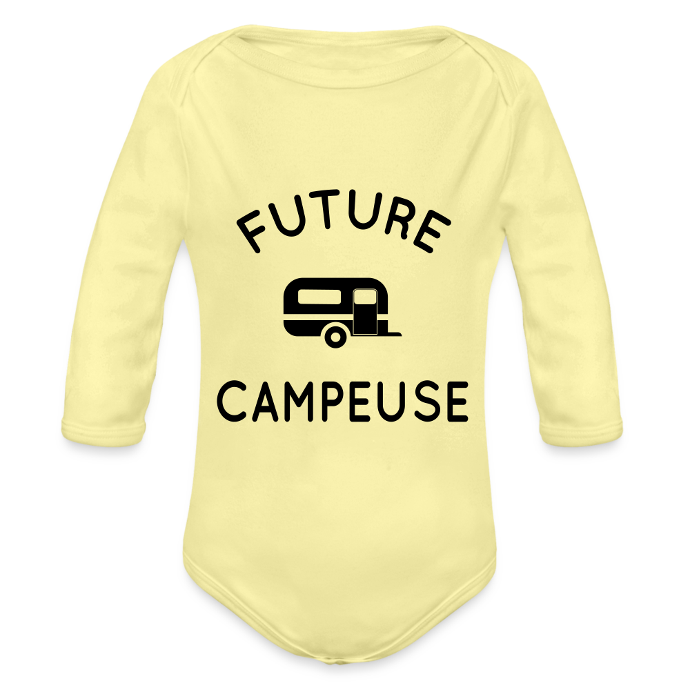 Body Bébé bio manches longues - Future campeuse - jaune délavé