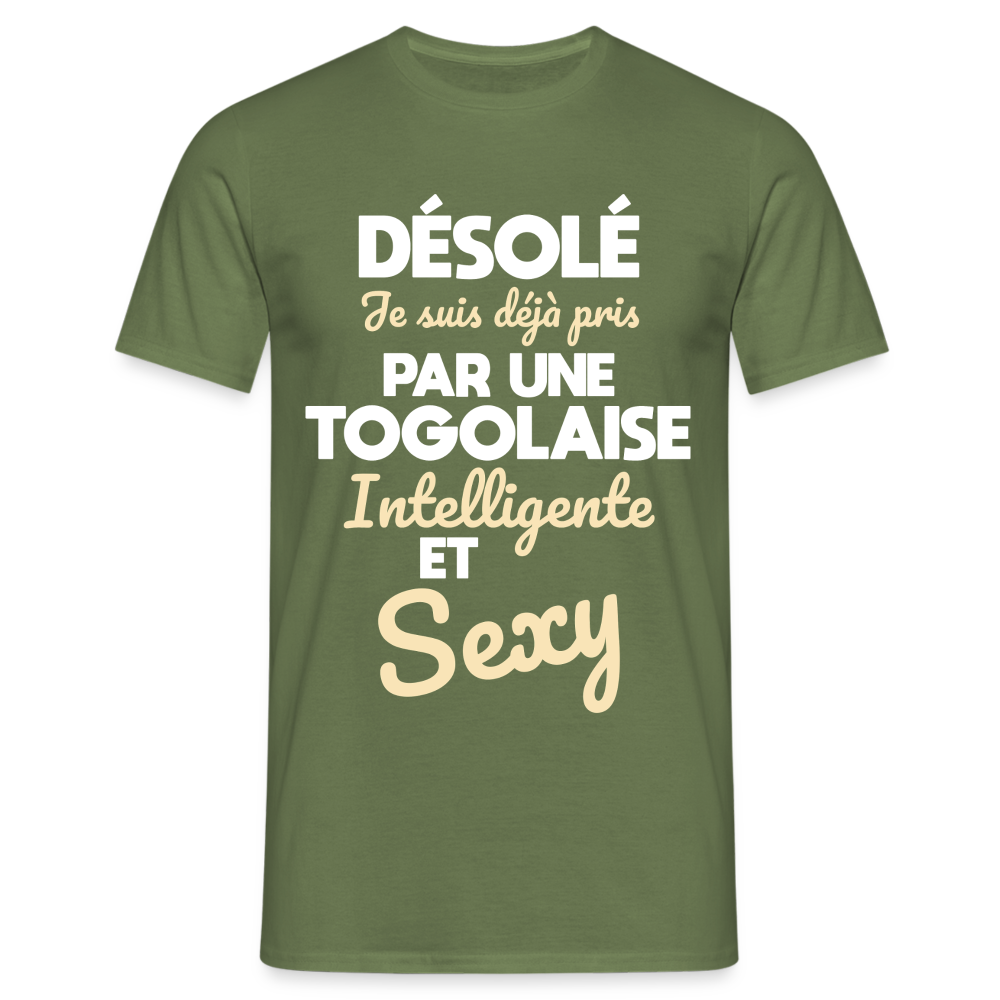 T-shirt Homme -  Je suis déjà pris par une Togolaise intelligente et sexy - vert militaire