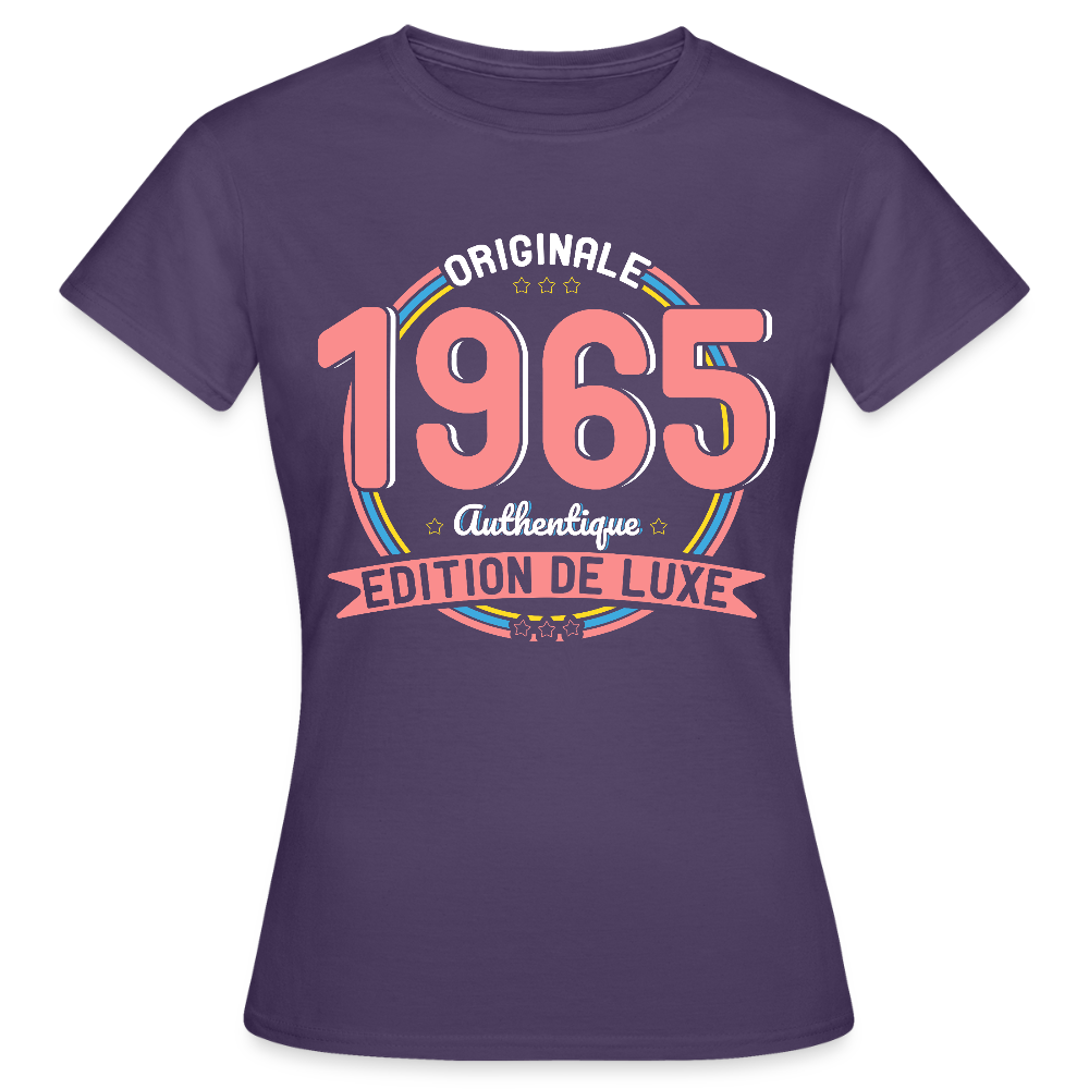 T-shirt Femme - Anniversaire 60 Ans - Originale 1965 Authentique - violet foncé