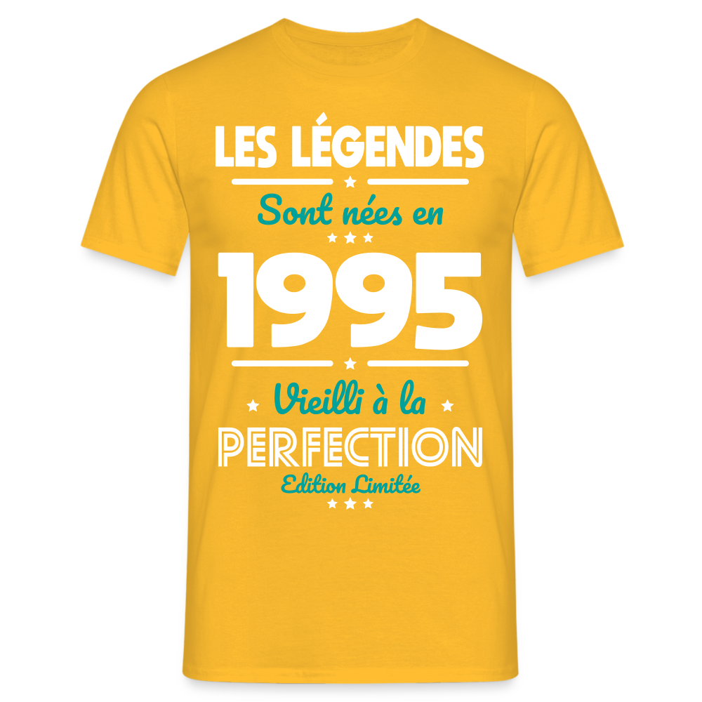 T-shirt Homme - Anniversaire 30 Ans - Les Légendes sont nées en 1995 - jaune