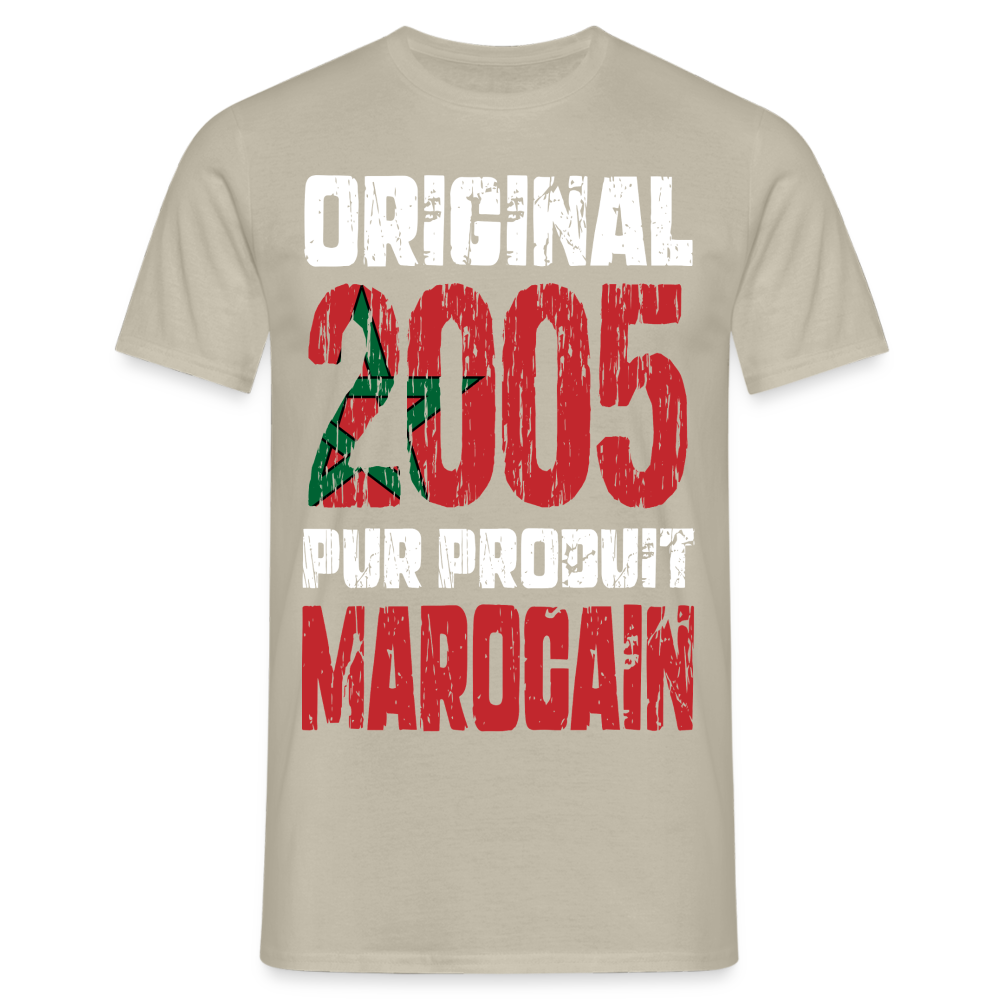 T-shirt Homme - Anniversaire 20 Ans - Original 2005 - Pur produit Marocain - beige sable