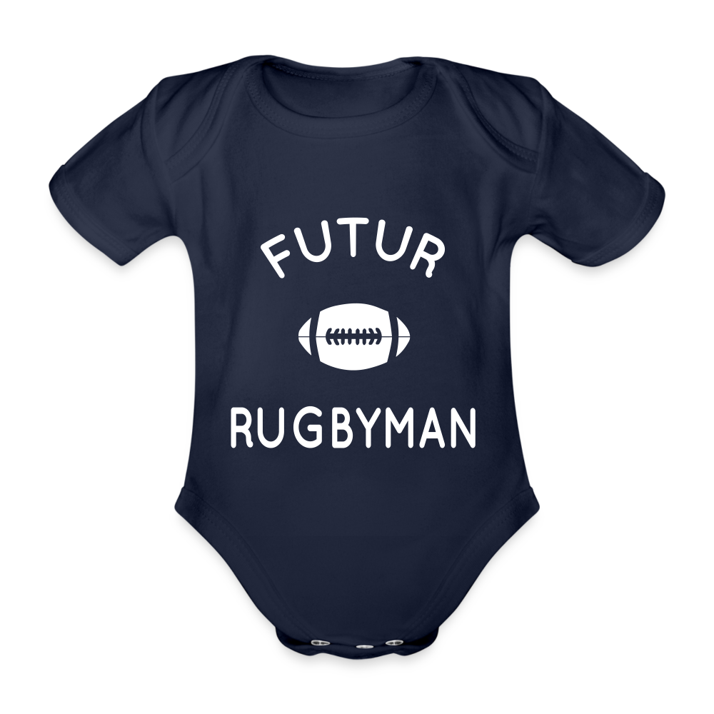 Body Bébé bio manches courtes - Futur rugbyman - marine foncé