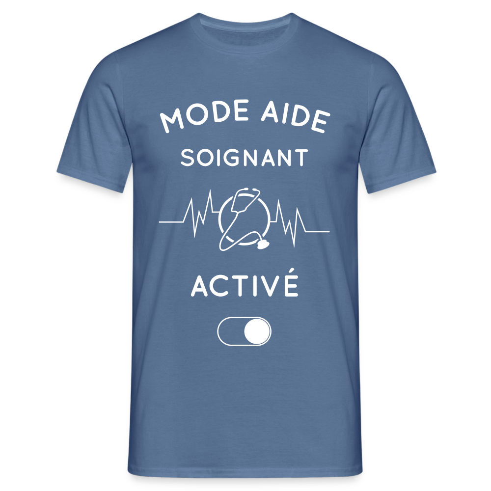 T-shirt Homme - Mode aide-soignant activé - bleu pigeon 