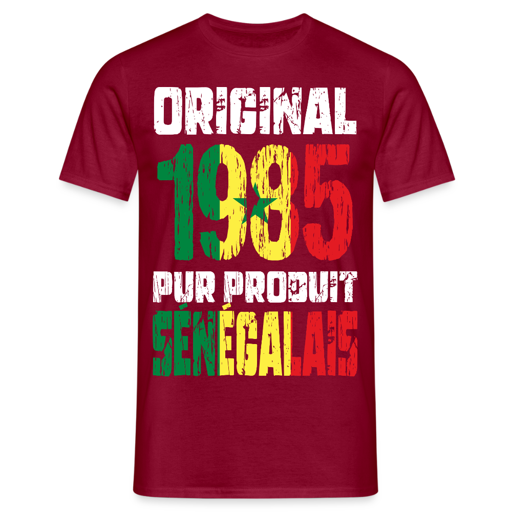 T-shirt Homme - Anniversaire 40 Ans - Original 1985 - Pur produit Sénégalais - rouge brique