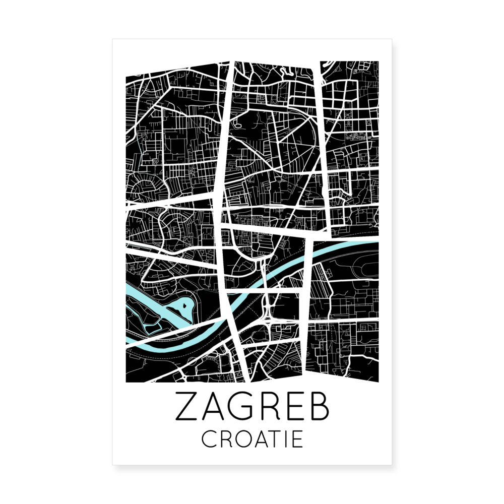 Poster Zagreb - Plan Zagreb - 20 x 30 cm - blanc