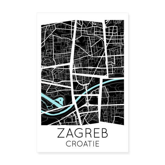 Poster Zagreb - Plan Zagreb - 20 x 30 cm - blanc