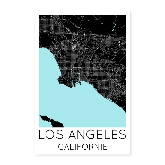 Poster Los Angeles - Plan Los Angeles - 40 x 60 cm - blanc