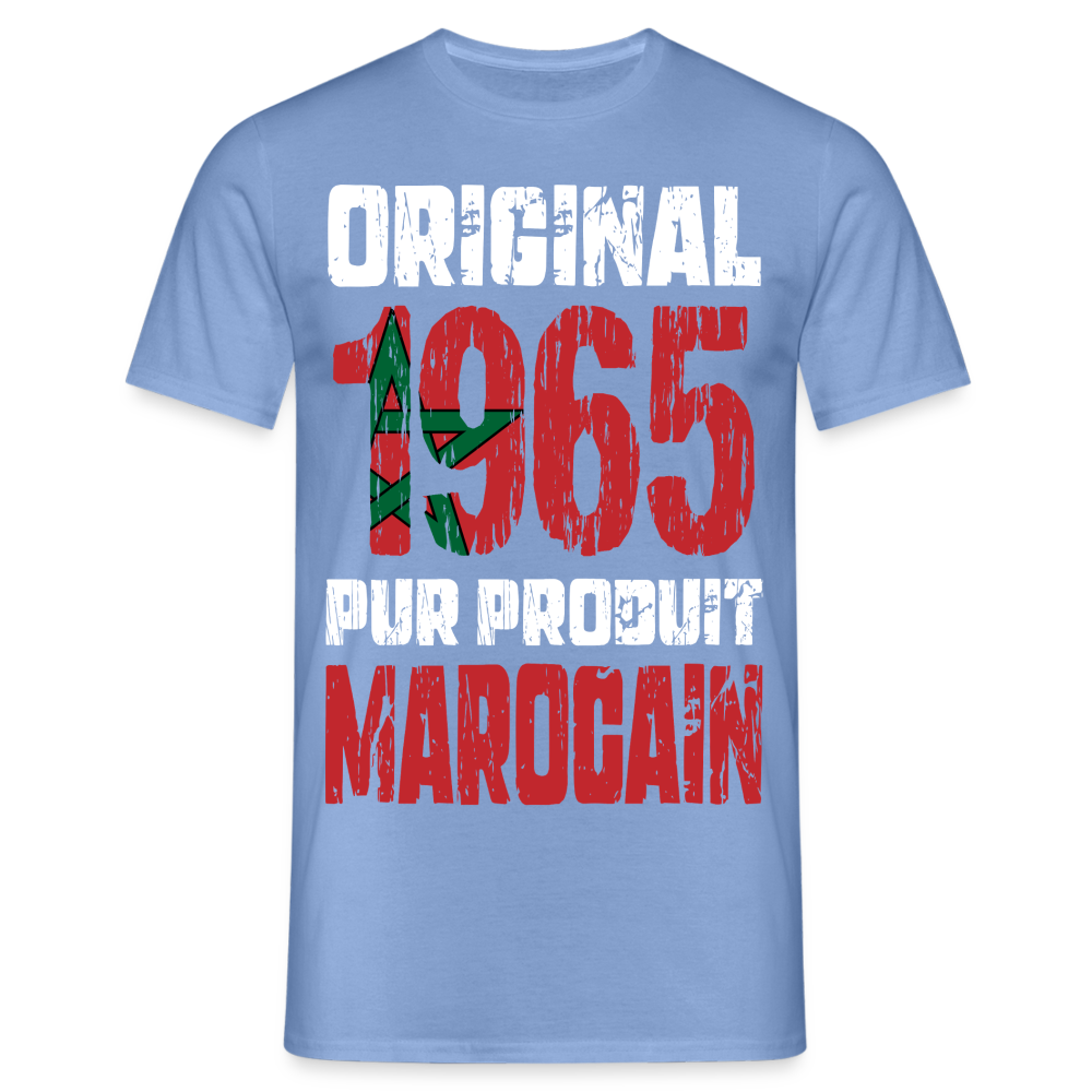 T-shirt Homme - Anniversaire 60 Ans - Original 1965 - Pur produit Marocain - carolina blue