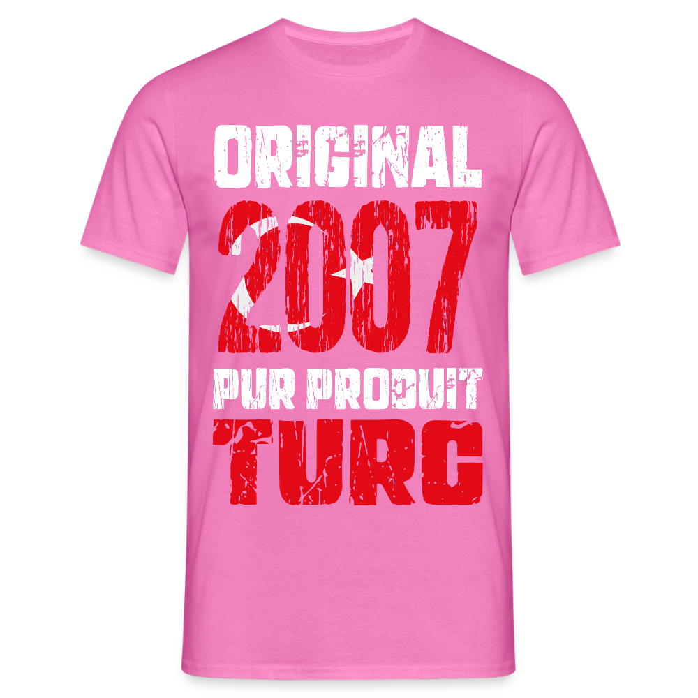 T-shirt Homme - Anniversaire 18 Ans - Original 2007 - Pur produit Turc - rose