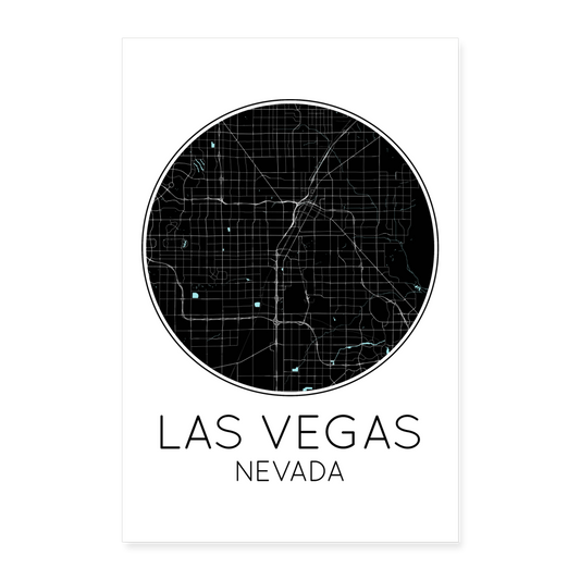 Poster Las Vegas - Plan Las Vegas - 40 x 60 cm - blanc