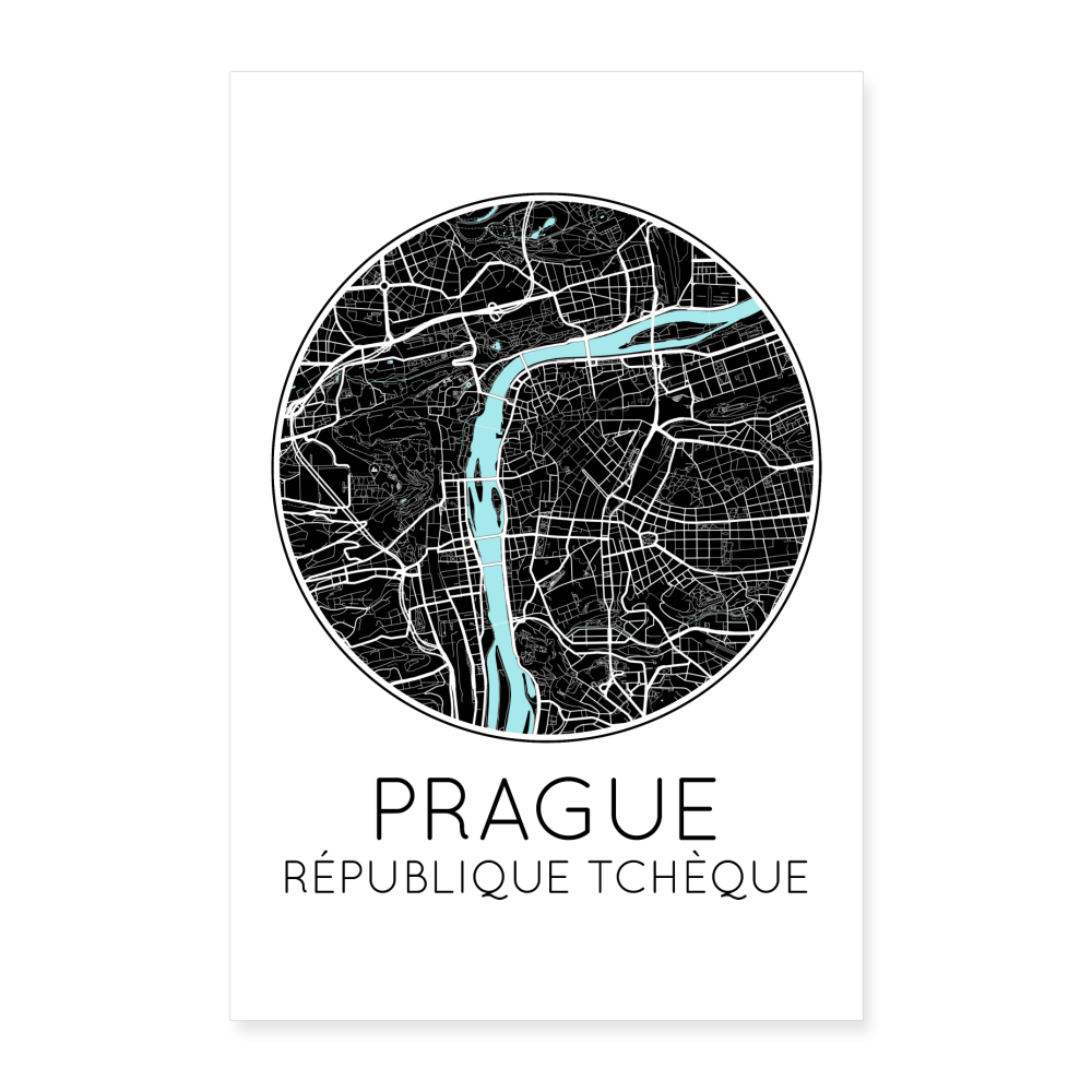 Poster Prague - Plan Prague - 60 x 90 cm - blanc