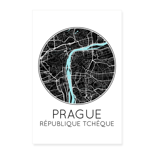 Poster Prague - Plan Prague - 60 x 90 cm - blanc