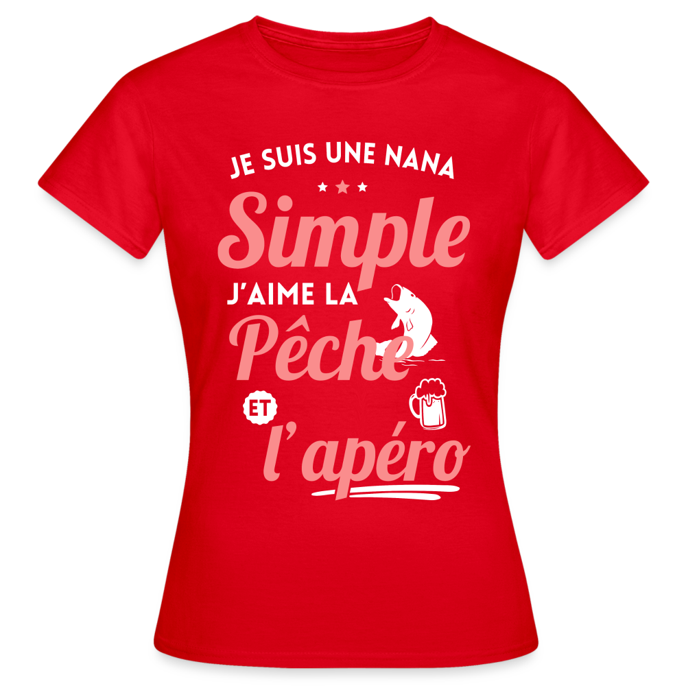 T-shirt Femme - J'aime la pêche et l'apéro - rouge