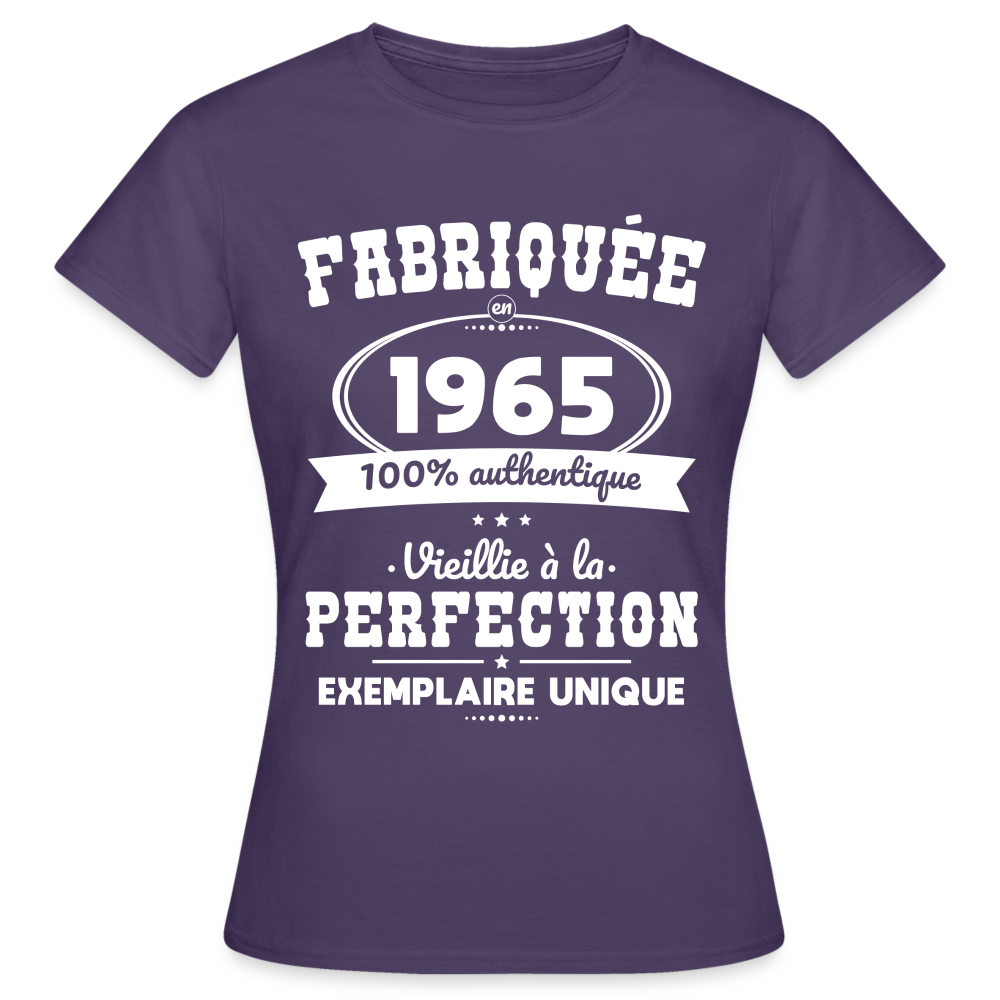 T-shirt Femme - Anniversaire 60 Ans - Fabriquée en 1965 - violet foncé