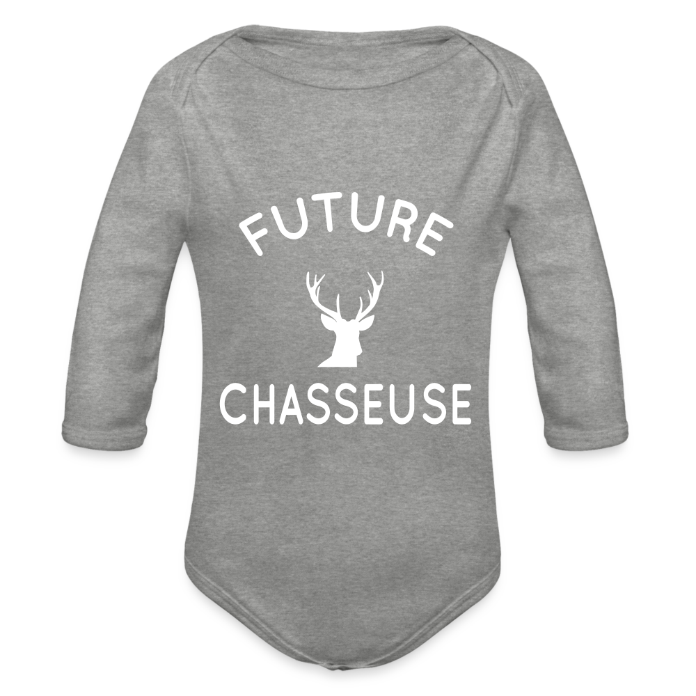 Body Bébé bio manches longues - Future chasseuse - gris chiné