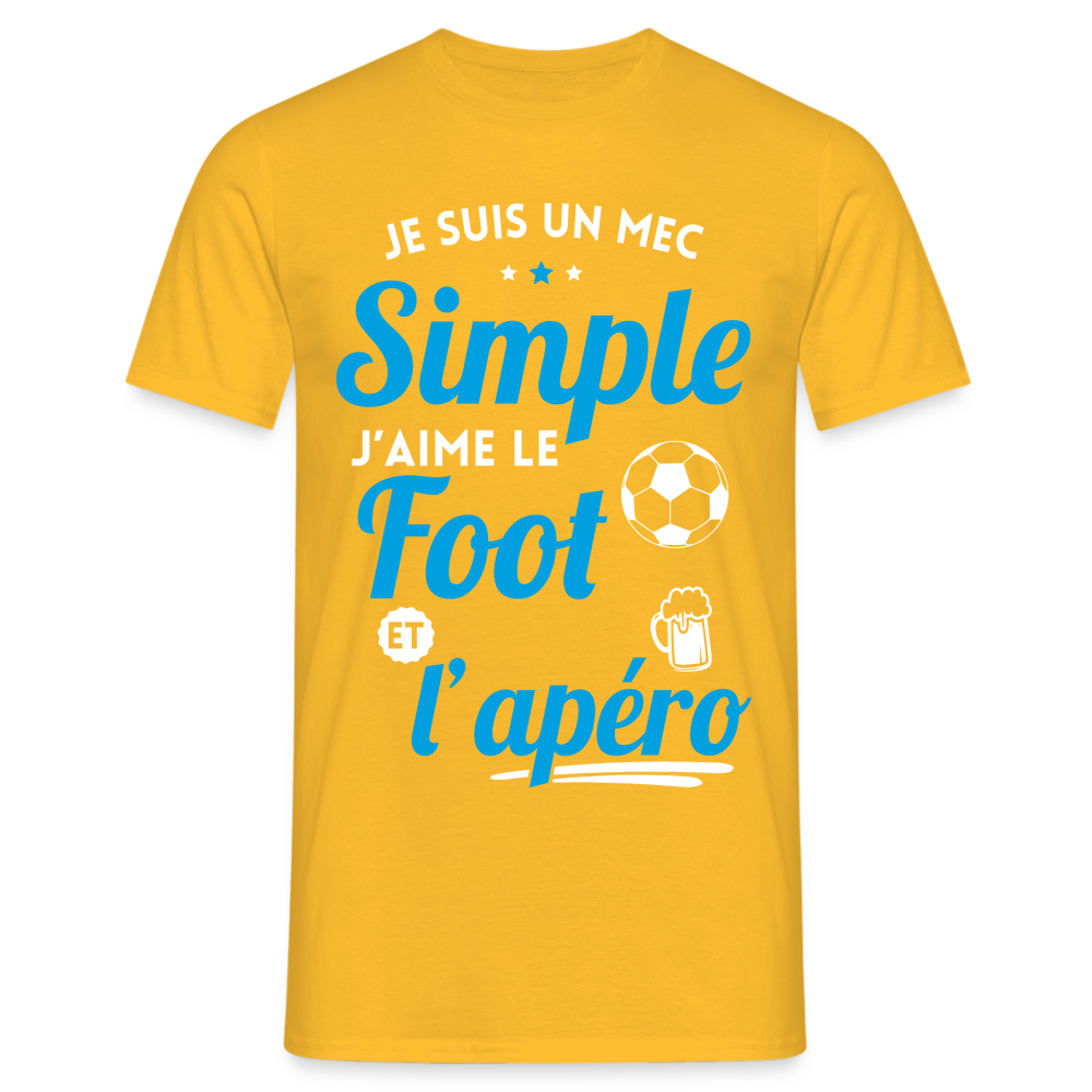 T-shirt Homme -  J'aime le foot et l'apéro - jaune