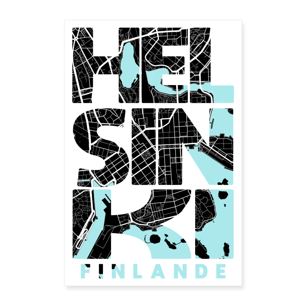 Poster Helsinki - Plan Helsinki - 40 x 60 cm - blanc