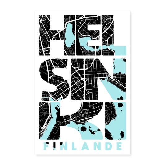 Poster Helsinki - Plan Helsinki - 40 x 60 cm - blanc