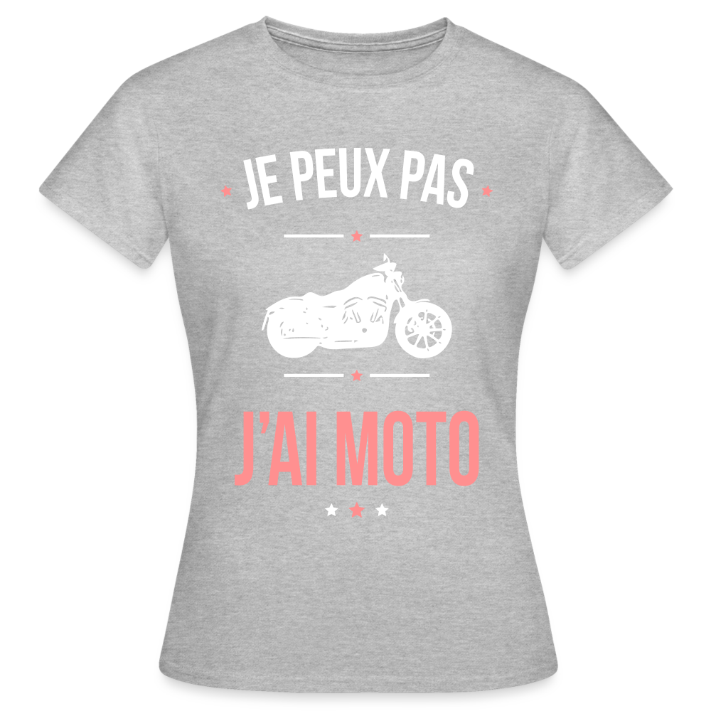 T-shirt Femme - Je peux pas j'ai Moto - gris chiné