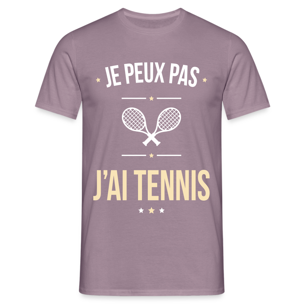 T-shirt Homme - Je peux pas j'ai Tennis - mauve gris 