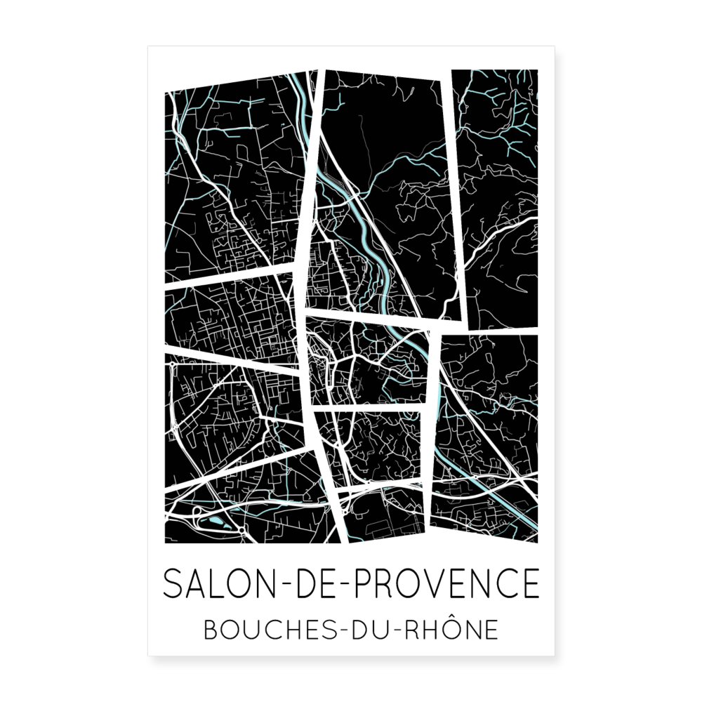 Poster Salon-de-Provence - Plan Salon-de-Provence - 40 x 60 cm - blanc