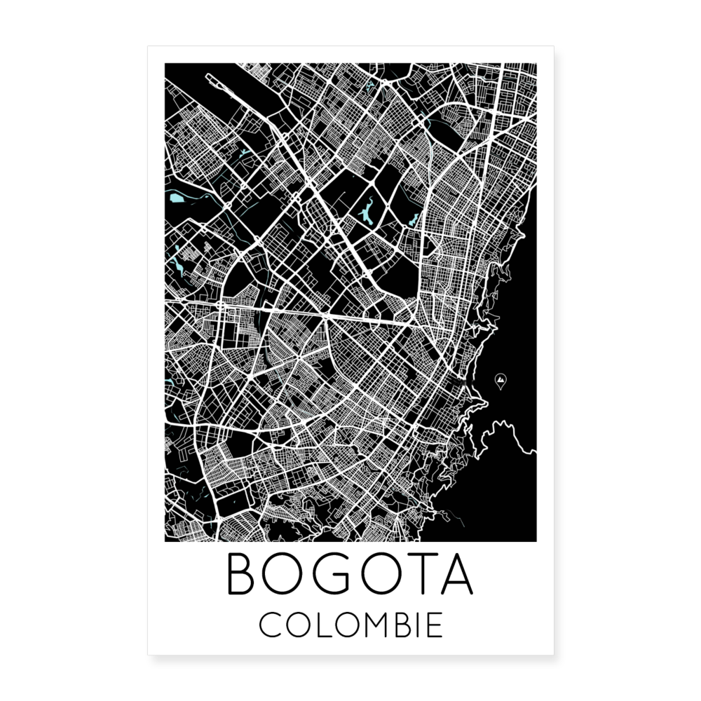 Poster Bogota - Plan Bogota - 40 x 60 cm - blanc