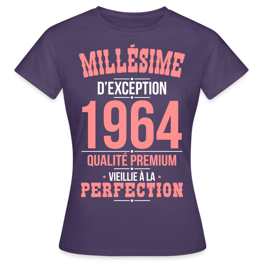 T-shirt Femme - Anniversaire 61 Ans - Millésime 1964 - violet foncé