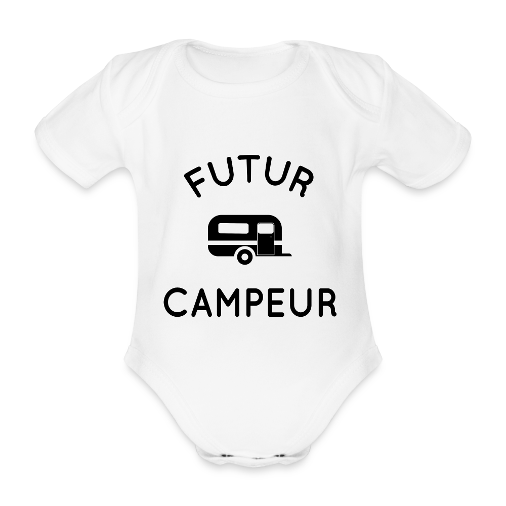 Body Bébé bio manches courtes - Futur campeur - blanc