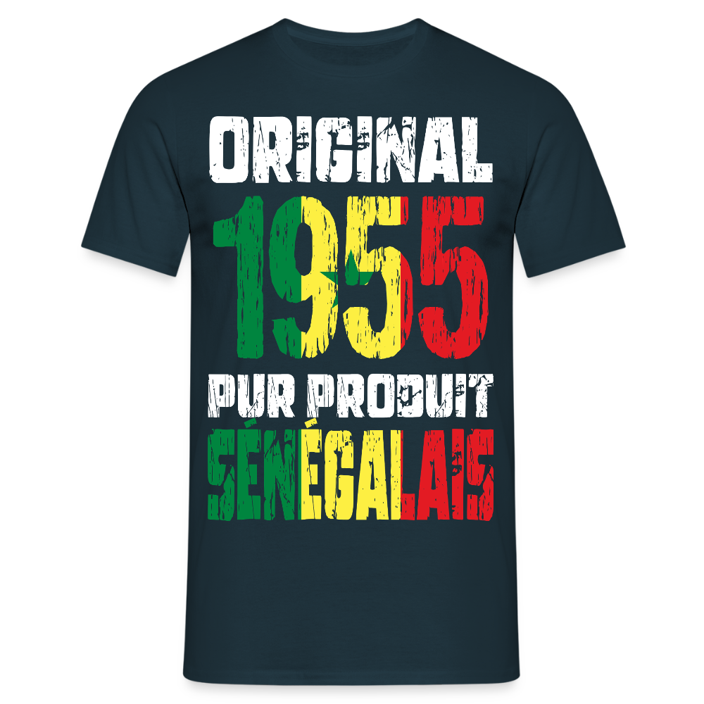 T-shirt Homme - Anniversaire 70 Ans - Original 1955 - Pur produit Sénégalais - marine