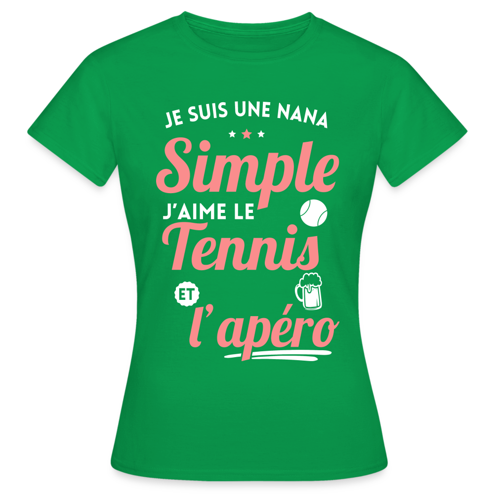 T-shirt Femme - J'aime le  tennis et l'apéro - vert