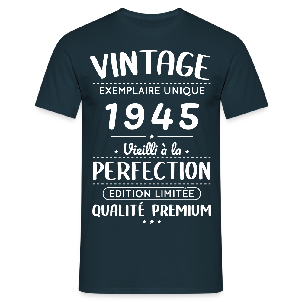 T-shirt Homme - Anniversaire 80 Ans - Vintage 1945 - marine