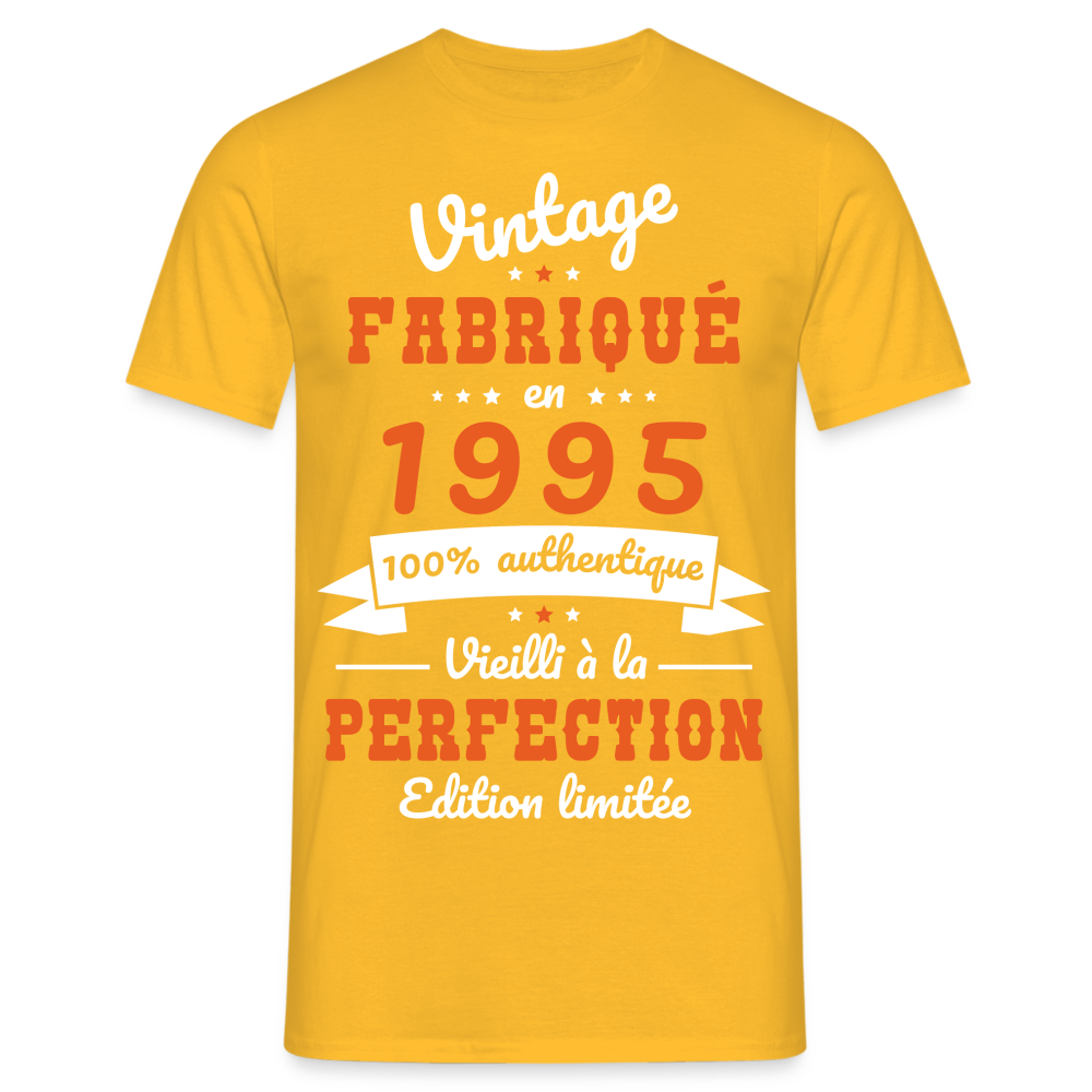 T-shirt Homme - Anniversaire 30 Ans - Vintage fabriqué en 1995 - jaune