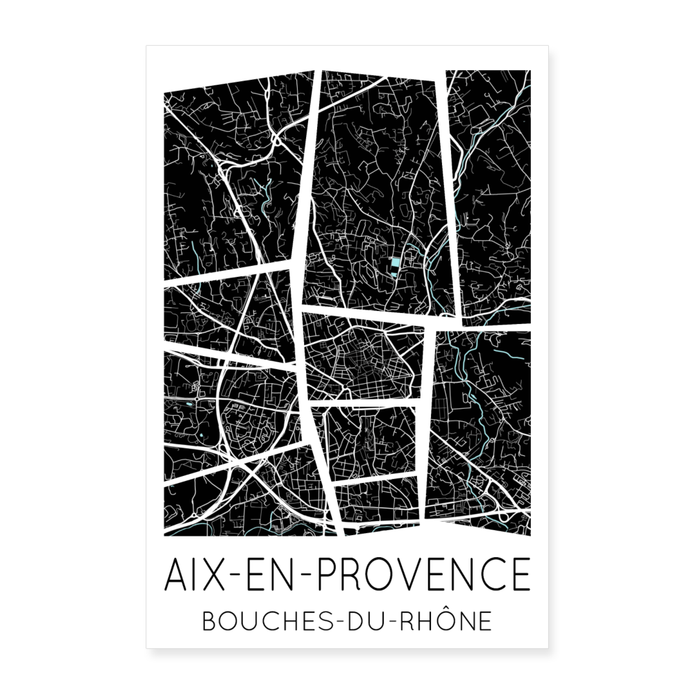 Poster Aix-en-Provence - Plan Aix-en-Provence - 60 x 90 cm - blanc