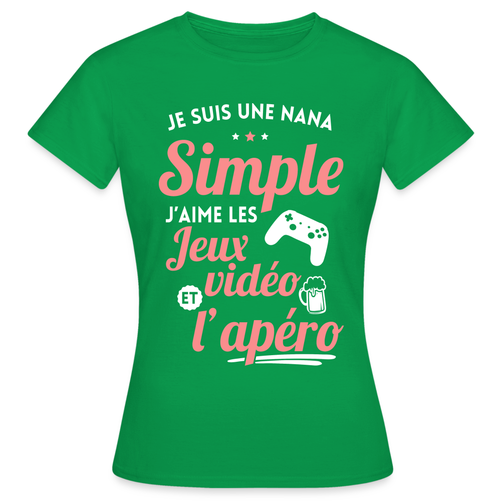 T-shirt Femme - J'aime les jeux vidéo et l'apéro - vert