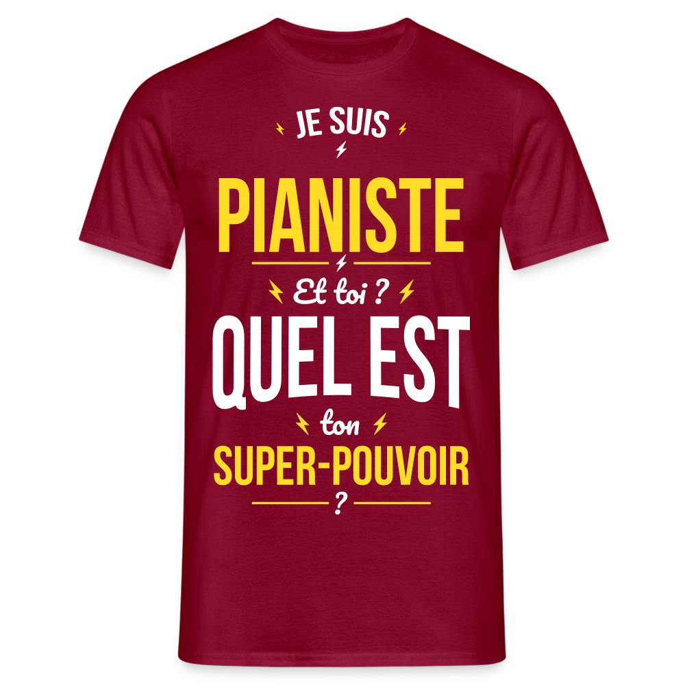 T-shirt Homme - Je suis pianiste - Super-pouvoir - rouge brique