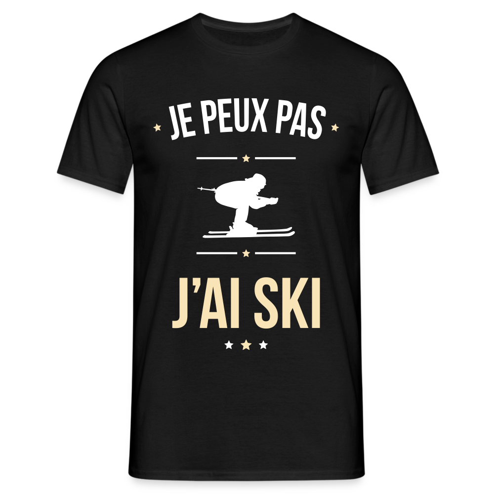 T-shirt Homme - Je peux pas j'ai Ski - noir