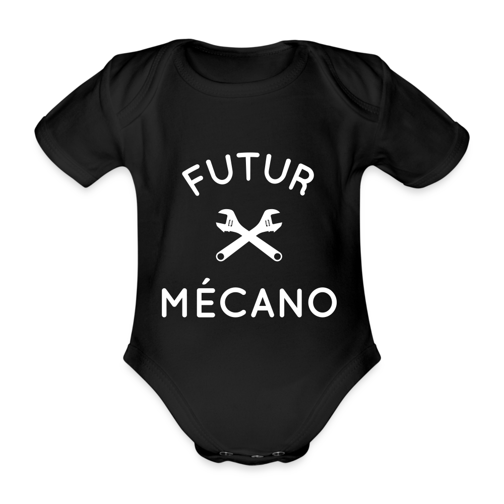 Body Bébé bio manches courtes - Futur mécano - noir