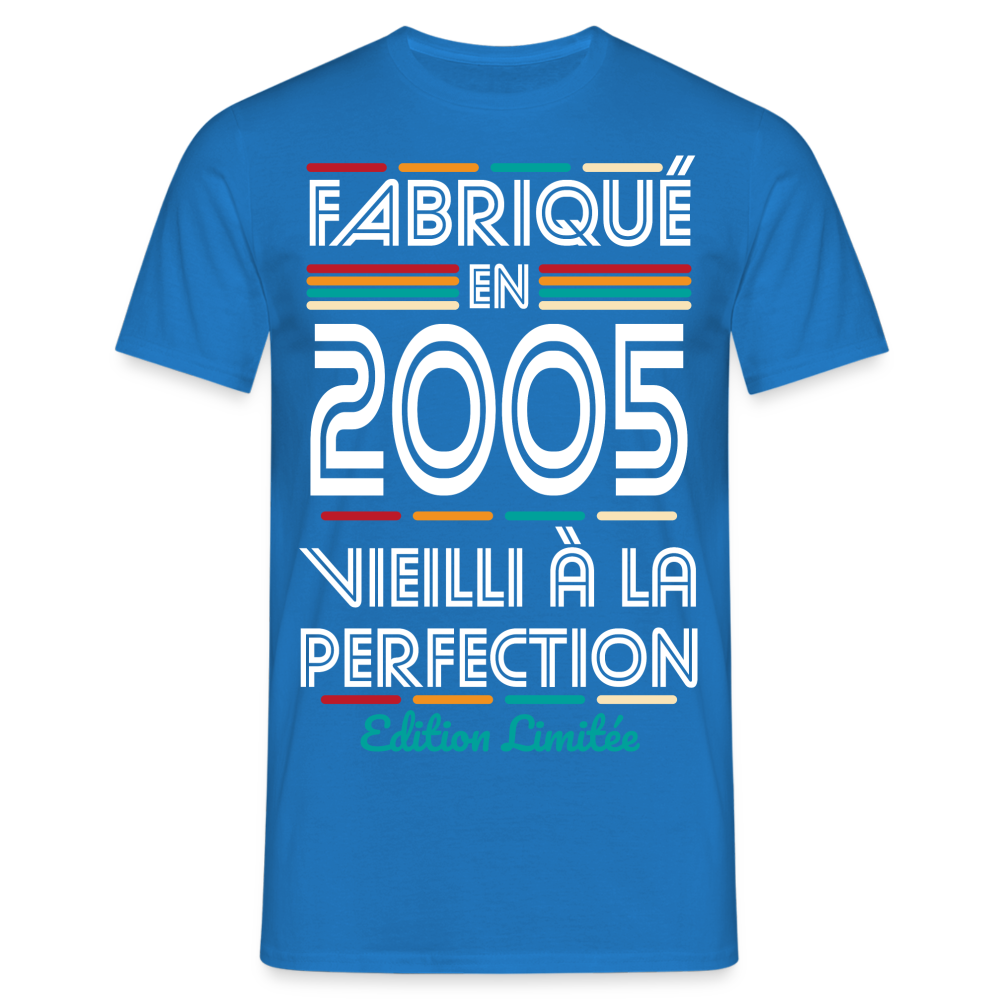 T-shirt Homme - Anniversaire 20 Ans - Fabriqué en 2005 - bleu royal