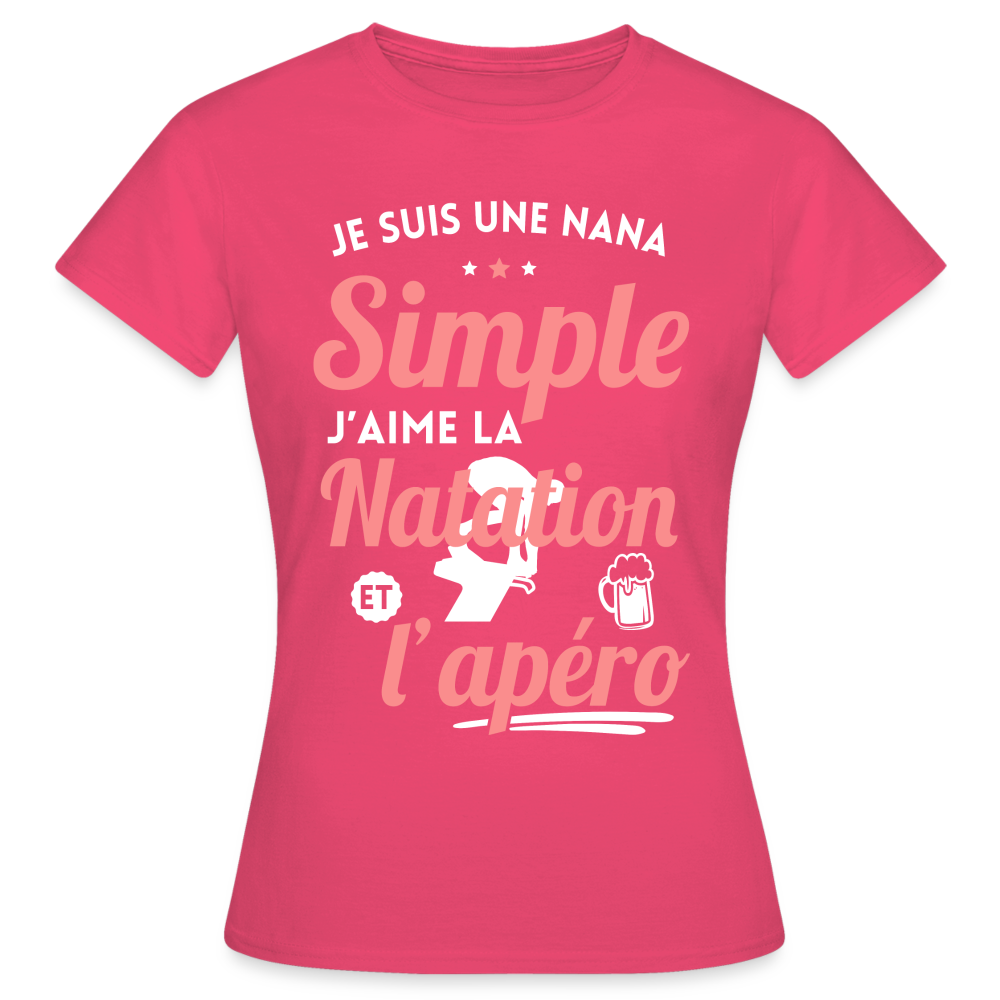 T-shirt Femme - J'aime la natation et l'apéro - rose azalée