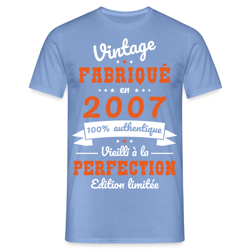 T-shirt Homme - Anniversaire 18 Ans - Vintage fabriqué en 2007 - carolina blue